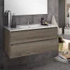 Cosyneo Meuble sous vasque seul, 2 tiroirs, 80cm, simple vasque - britannia (chêne foncé) - IRIS* Meuble Sous Lavabo