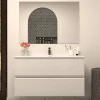 Cosyneo Meuble sous vasque seul, 2 tiroirs, 100cm, simple vasque - blanc brillant - IDA