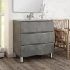 Cosyneo Meuble sous vasque seul, 3 tiroirs, 70cm, simple vasque - ciment (gris) - PALMA