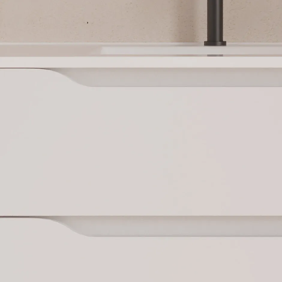 Cosyneo Meuble sous vasque seul, 2 tiroirs et 1 porte, 120cm, vasque déportée gauche - blanc mat - ZARZA