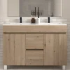 Cosyneo Meuble sous vasque seul, 2 tiroirs et 4 portes, 120cm, simple vasque - cambrian (chêne clair) - HARO