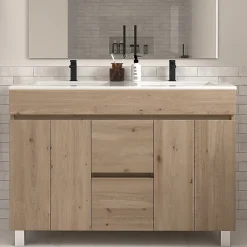Cosyneo Meuble sous vasque seul, 2 tiroirs et 4 portes, 120cm, simple vasque - cambrian (chêne clair) - HARO