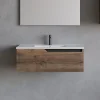 Cosyneo Meuble sous vasque seul, 1 tiroir, 80cm, simple vasque - tabaco (chêne foncé) - CADIX