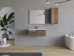 Cosyneo Meuble sous vasque seul, 1 tiroir, 80cm, simple vasque - tabaco (chêne foncé) - CADIX