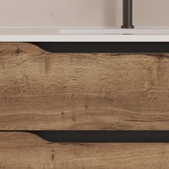 Cosyneo Meuble sous vasque seul, 2 tiroirs et 1 porte, 120cm, vasque déportée gauche - tabaco (bois foncé) - ZARZA