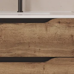 Cosyneo Meuble sous vasque seul, 2 tiroirs et 1 porte, 100cm, vasque déportée droite - tabaco (bois foncé) - ZARZA* Meuble Sous Lavabo