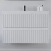 Cosyneo Meuble sous vasque seul, 2 tiroirs, 60cm, simple vasque - blanc mat - RIBERA* Meuble Sous Lavabo