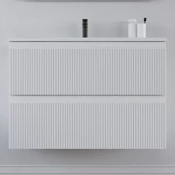 Cosyneo Meuble sous vasque seul, 2 tiroirs, 60cm, simple vasque - blanc mat - RIBERA* Meuble Sous Lavabo