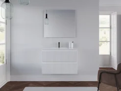 Cosyneo Meuble sous vasque seul, 2 tiroirs, 60cm, simple vasque - blanc mat - RIBERA* Meuble Sous Lavabo