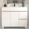 Cosyneo Meuble sous vasque seul, 2 tiroirs et 2 portes, 100cm, simple vasque - blanc brillant - HARO* Meuble Sous Lavabo