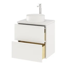 GoodHome Meuble sous vasque suspendu blanc mat l.60 x H.60 x P.45 cm, Imandra