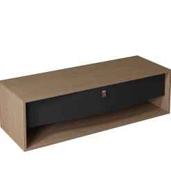 Decotec Meuble sous vasque suspendu noir mat 1 tiroir l.140 x H.40 x P.50 cm, Havana