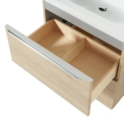 GoodHome Meuble sous vasque suspendu effet chêne l.60 x H.60 x P.45 cm, Imandra* Meuble Buanderie|Meuble Sous-Vasque
