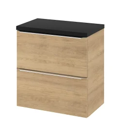 GoodHome Meuble sous vasque suspendu effet chêne l.60 x H.60 x P.45 cm, Imandra* Meuble Buanderie|Meuble Sous-Vasque