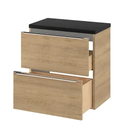 GoodHome Meuble sous vasque suspendu effet chêne l.60 x H.60 x P.45 cm, Imandra* Meuble Buanderie|Meuble Sous-Vasque
