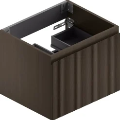 Ipiemme SRL Meuble sous vasque suspendu placage noyer strié l.60 x H.46,5 x P.50,5 cm, Pura+* Meuble Sous-Vasque