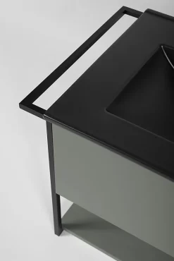 Furnidea Meuble sous vasque suspendu LOV avec porte-serviettes vert et noir 60 cm