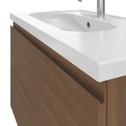 GoodHome Meuble sous vasque suspendu effet noyer 2 tiroirs l.80 x H.48 x P.45 cm Levanna