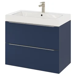 GoodHome Meuble sous vasque suspendu bleu nuit mat l.80 x H.60 x P.45 cm, Imandra
