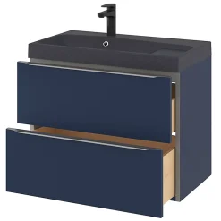GoodHome Meuble sous vasque suspendu bleu nuit mat l.80 x H.60 x P.45 cm, Imandra