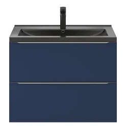 GoodHome Meuble sous vasque suspendu bleu nuit mat l.80 x H.60 x P.45 cm, Imandra