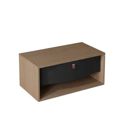 Decotec Meuble sous vasque suspendu noir mat 1 tiroir l.90 x H.40 x P.50 cm, Havana