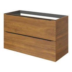GoodHome Meuble sous vasque suspendu effet noyer l.100 x H.60 x P.45 cm, Imandra