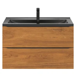 GoodHome Meuble sous vasque suspendu effet noyer l.100 x H.60 x P.45 cm, Imandra