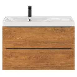 GoodHome Meuble sous vasque suspendu effet noyer l.100 x H.60 x P.45 cm, Imandra