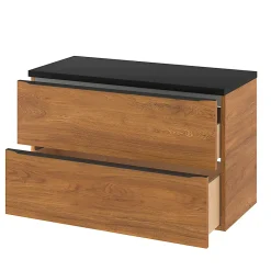 GoodHome Meuble sous vasque suspendu effet noyer l.100 x H.60 x P.45 cm, Imandra