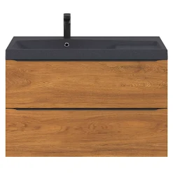 GoodHome Meuble sous vasque suspendu effet noyer l.100 x H.60 x P.45 cm, Imandra