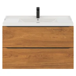 GoodHome Meuble sous vasque suspendu effet noyer l.100 x H.60 x P.45 cm, Imandra