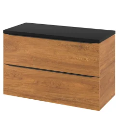 GoodHome Meuble sous vasque suspendu effet noyer l.100 x H.60 x P.45 cm, Imandra