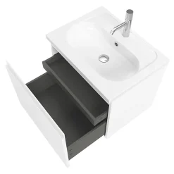 GoodHome Meuble sous vasque suspendu blanc mat 2 tiroirs l.60 x H.48 x P.45 cm Levanna* Meuble Sous-Vasque