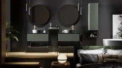 Furnidea Meuble sous vasque suspendu LOV avec porte-serviettes vert et noir 80 cm* Meuble Sous Lavabo
