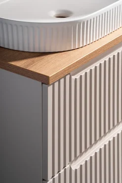 Furnidea Meuble sous vasque suspendu 2 tiroirs NOVA CACHEMIRE 50 CM