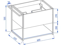 Furnidea Meuble sous vasque suspendu LOV avec porte-serviettes blanc brillant et noir 60 cm* Meuble Sous Lavabo