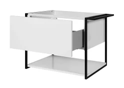 Furnidea Meuble sous vasque suspendu LOV avec porte-serviettes blanc brillant et noir 60 cm* Meuble Sous Lavabo