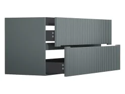 Vente-unique Meuble sous vasque suspendu strié gris - 120 cm - PAVANI