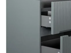Vente-unique Meuble sous vasque suspendu strié gris - 120 cm - PAVANI