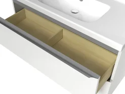 GoodHome Meuble sous vasque suspendu blanc brillant l.100 x H.60 x P.45 cm, Imandra
