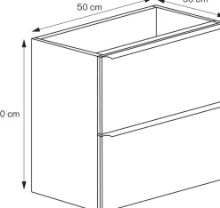 GoodHome Meuble sous vasque suspendu faible profondeur bleu nuit mat l.50 x H.60 x P.36 cm, Imandra