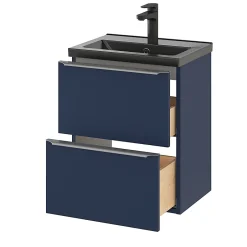 GoodHome Meuble sous vasque suspendu faible profondeur bleu nuit mat l.50 x H.60 x P.36 cm, Imandra