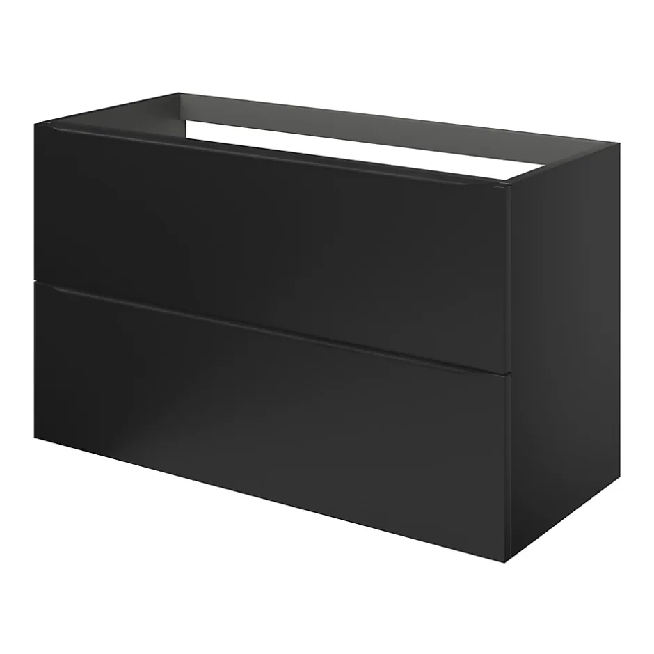 GoodHome Meuble sous vasque suspendu noir mat l.100 x H.60 x P.45 cm, Imandra