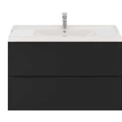 GoodHome Meuble sous vasque suspendu noir mat l.100 x H.60 x P.45 cm, Imandra