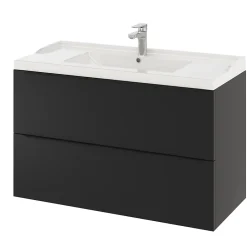 GoodHome Meuble sous vasque suspendu noir mat l.100 x H.60 x P.45 cm, Imandra
