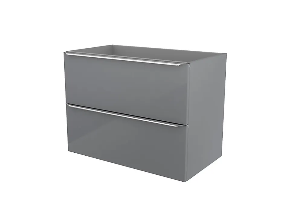 GoodHome Meuble sous vasque suspendu gris brillant l.80 x H.60 x P.45 cm, Imandra