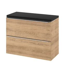 GoodHome Meuble sous vasque suspendu faible profondeur effet chêne l.80 x H.60 x P.36 cm, Imandra* Meuble Buanderie|Meuble De Salle De Bains Faible Profondeur