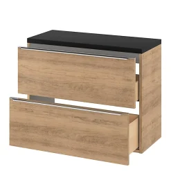 GoodHome Meuble sous vasque suspendu faible profondeur effet chêne l.80 x H.60 x P.36 cm, Imandra* Meuble Buanderie|Meuble De Salle De Bains Faible Profondeur