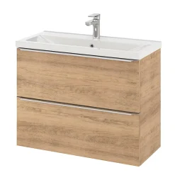 GoodHome Meuble sous vasque suspendu faible profondeur effet chêne l.80 x H.60 x P.36 cm, Imandra* Meuble Buanderie|Meuble De Salle De Bains Faible Profondeur